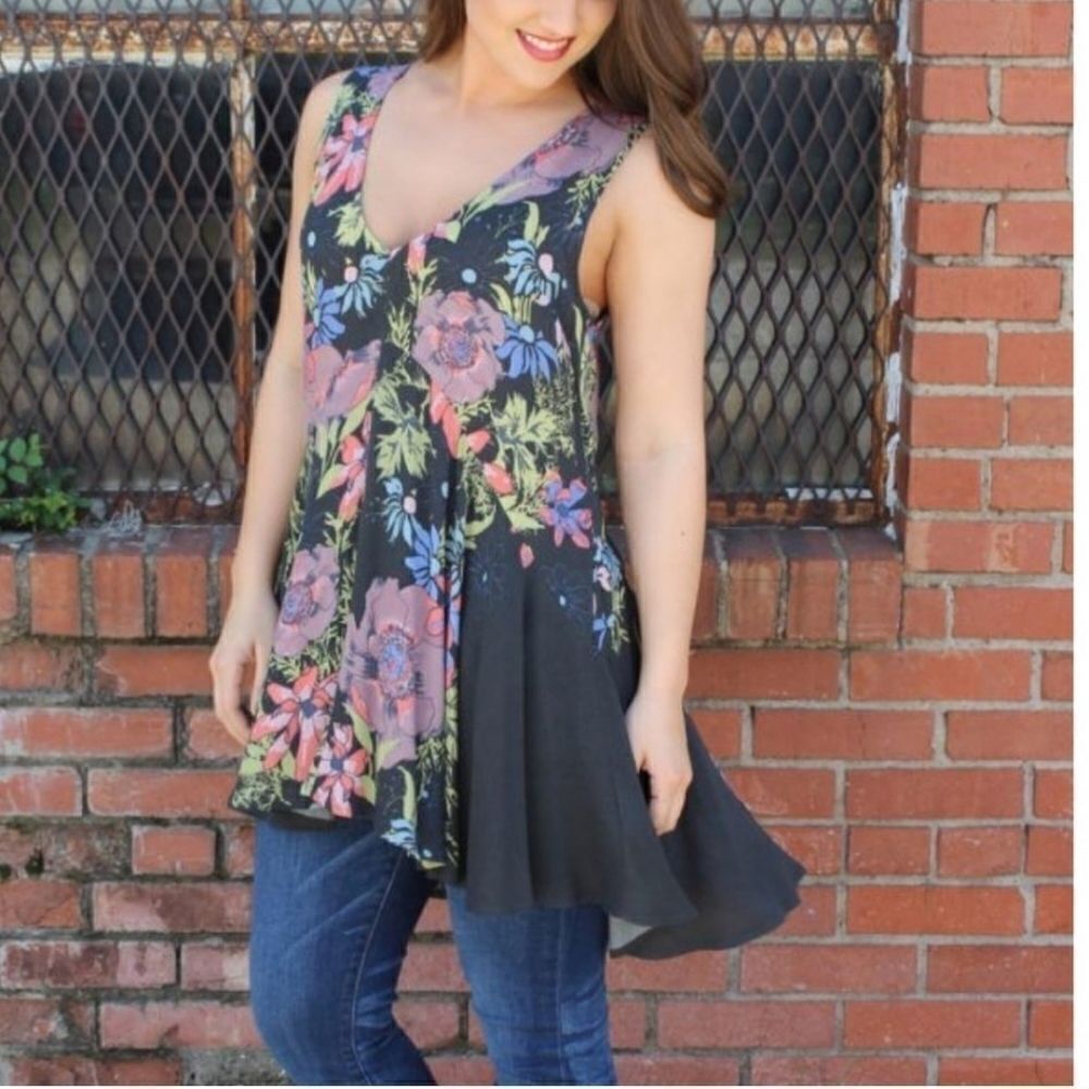 Free People Backyard‎ Floral Tunic Top Dress XS